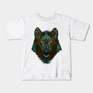 Zentangle Inspired Art-Wolf Kids T-Shirt